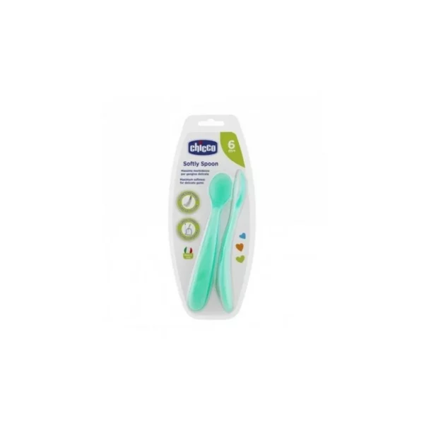 CHICCO 2 CUILLERE SILICONE, 6M+